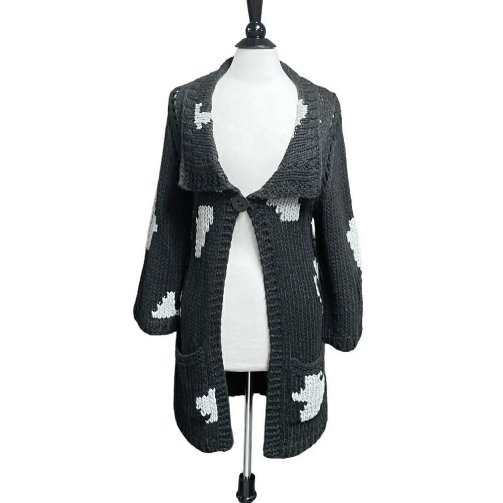 Sisters Charcoal Knit Cardigan Sweater Size L/XL NEW